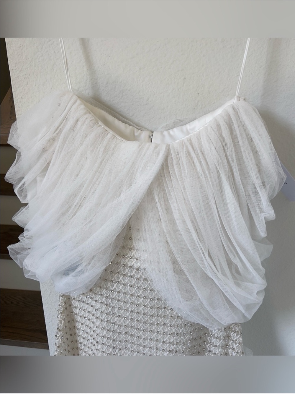Anthropologie Costarellos Hemera Crystal-Beaded Sheath Wedding Gown Beaded Tulle - Picture 6 of 15
